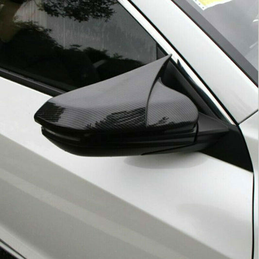 Carbon Fiber Style OX Side Door Rearview Mirror Cover Trim for Honda for Civic 19-21