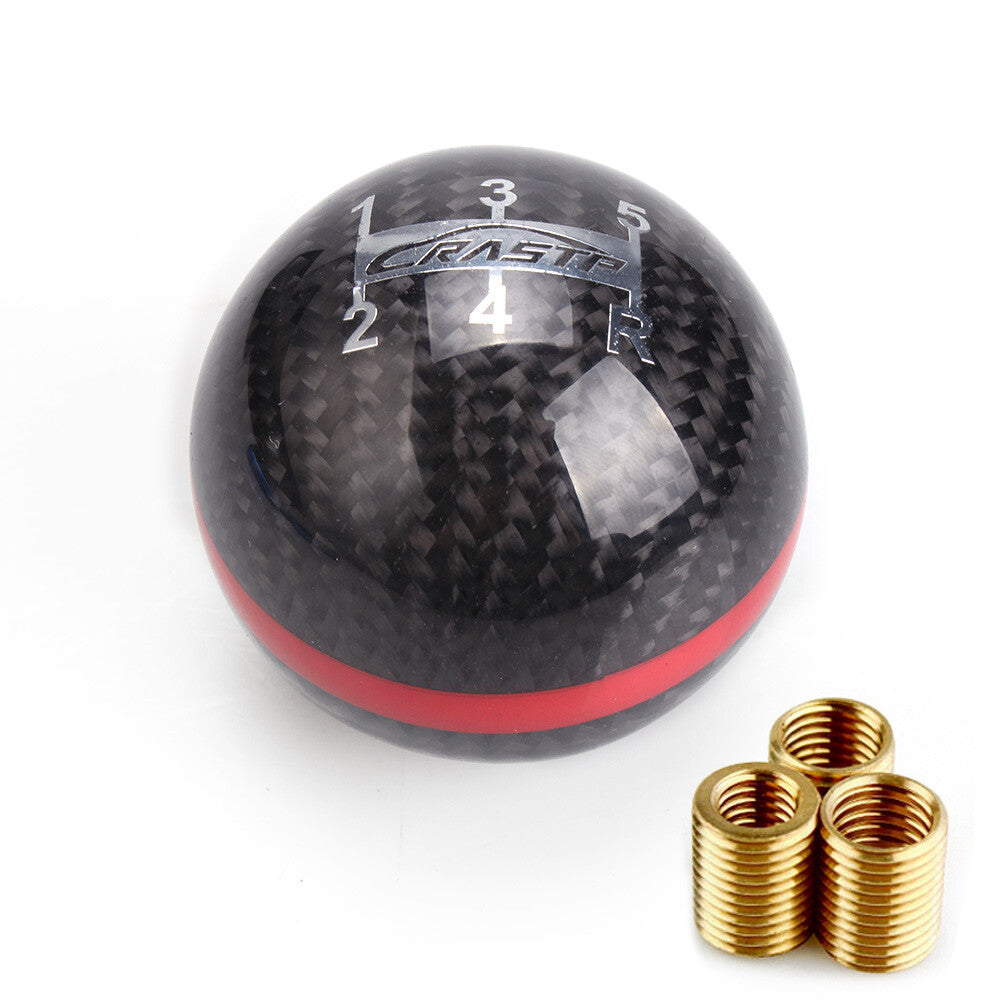 Universal Carbon Fiber Racing Ball MT Gear Shift Shifter Knob Stripe 5/6 Speed