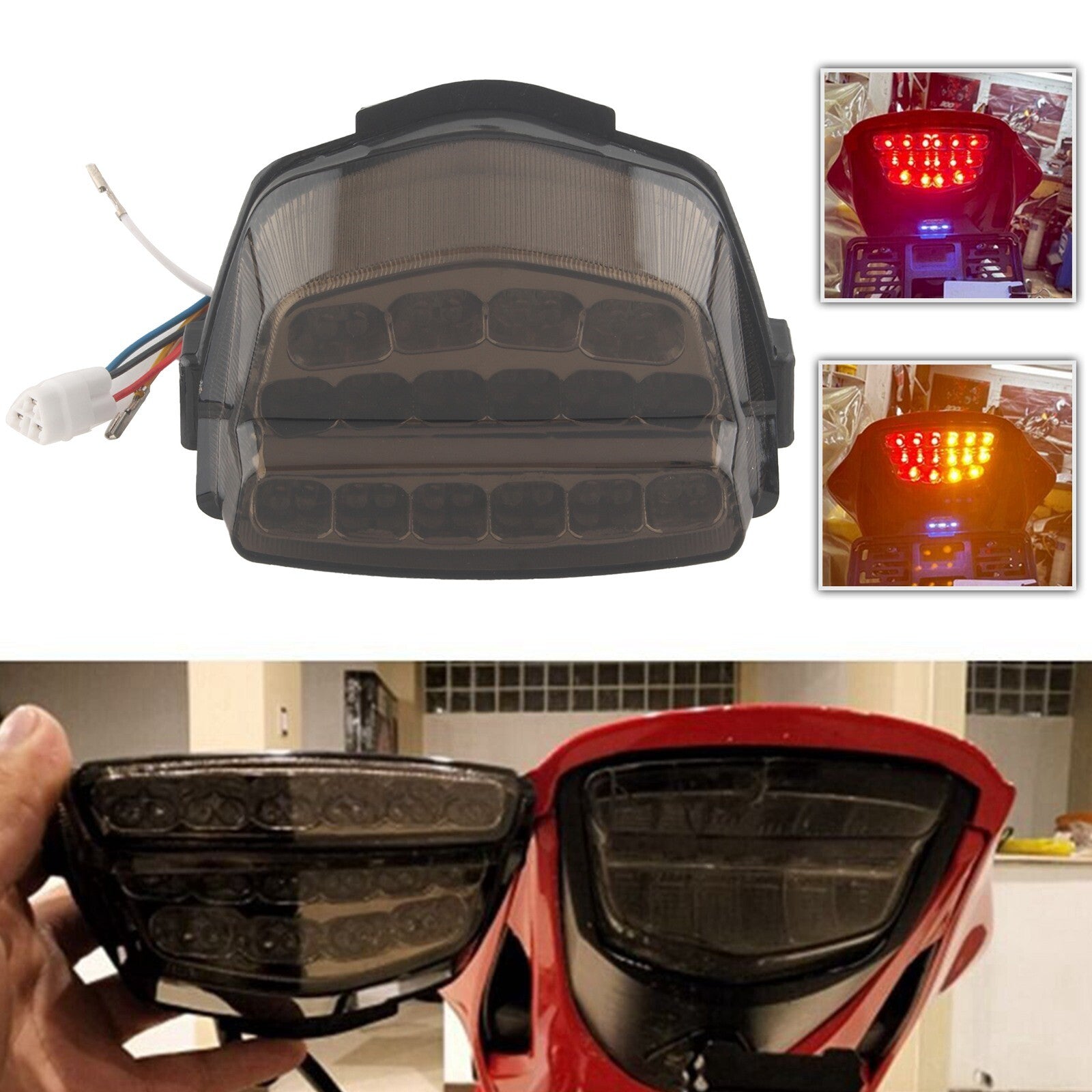 for Honda CBR1000RR 2008-2016 Rear Tail Light Brake Turn Signals LED Light Q