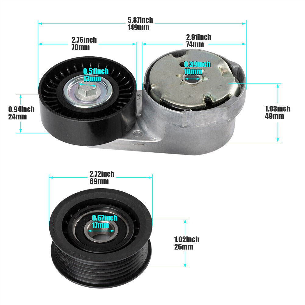 39282 38082 Belt tensioner assembly + drive belt idle pulley for Chrysler 200 300 Q