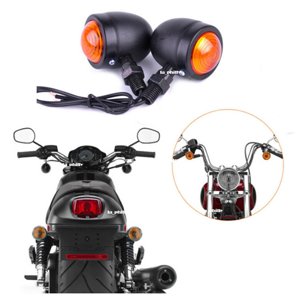4PCS Motorcycle Bullet Turn Signals Lights Fits for Suzuki Bobber Chopper Cafe Racer Q