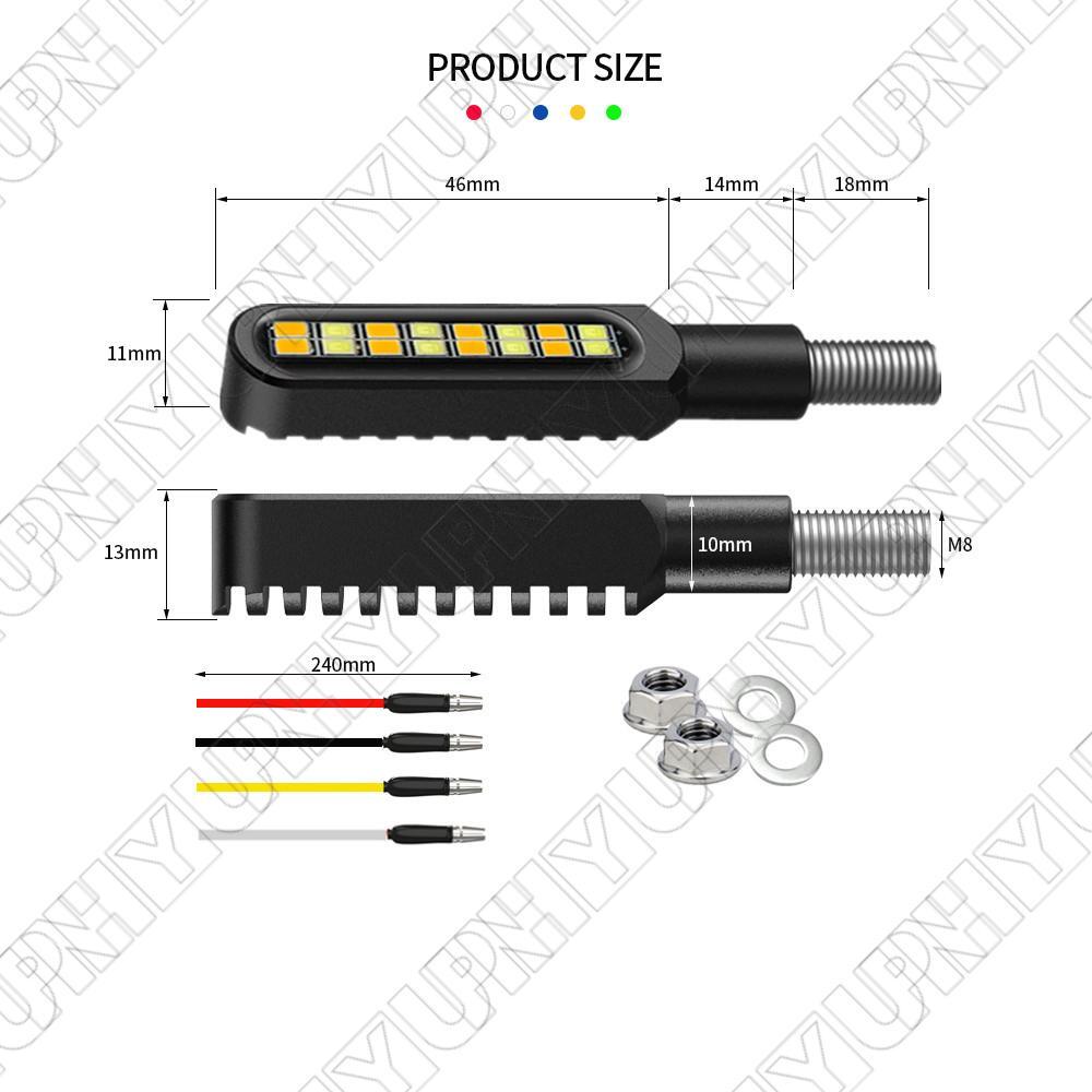 4 Pcs for Mini Motorcycle Turn Signal Lights 12V M8 CNC 16 LED Indicators Waterproof Q