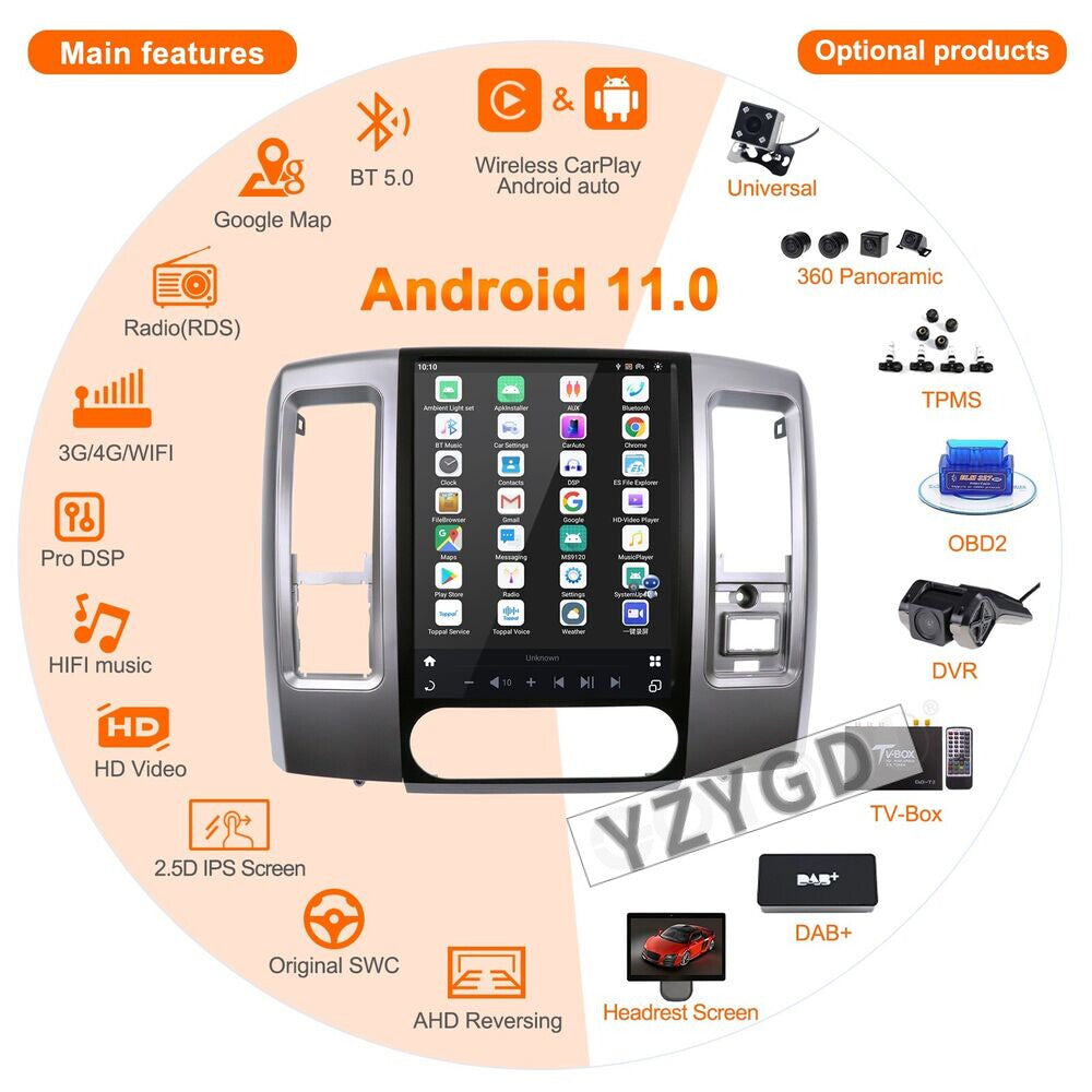 for Dodge for Ram 1500 2500 3500 2008-2012 Android 2Din Car Radio Receiver Stereo