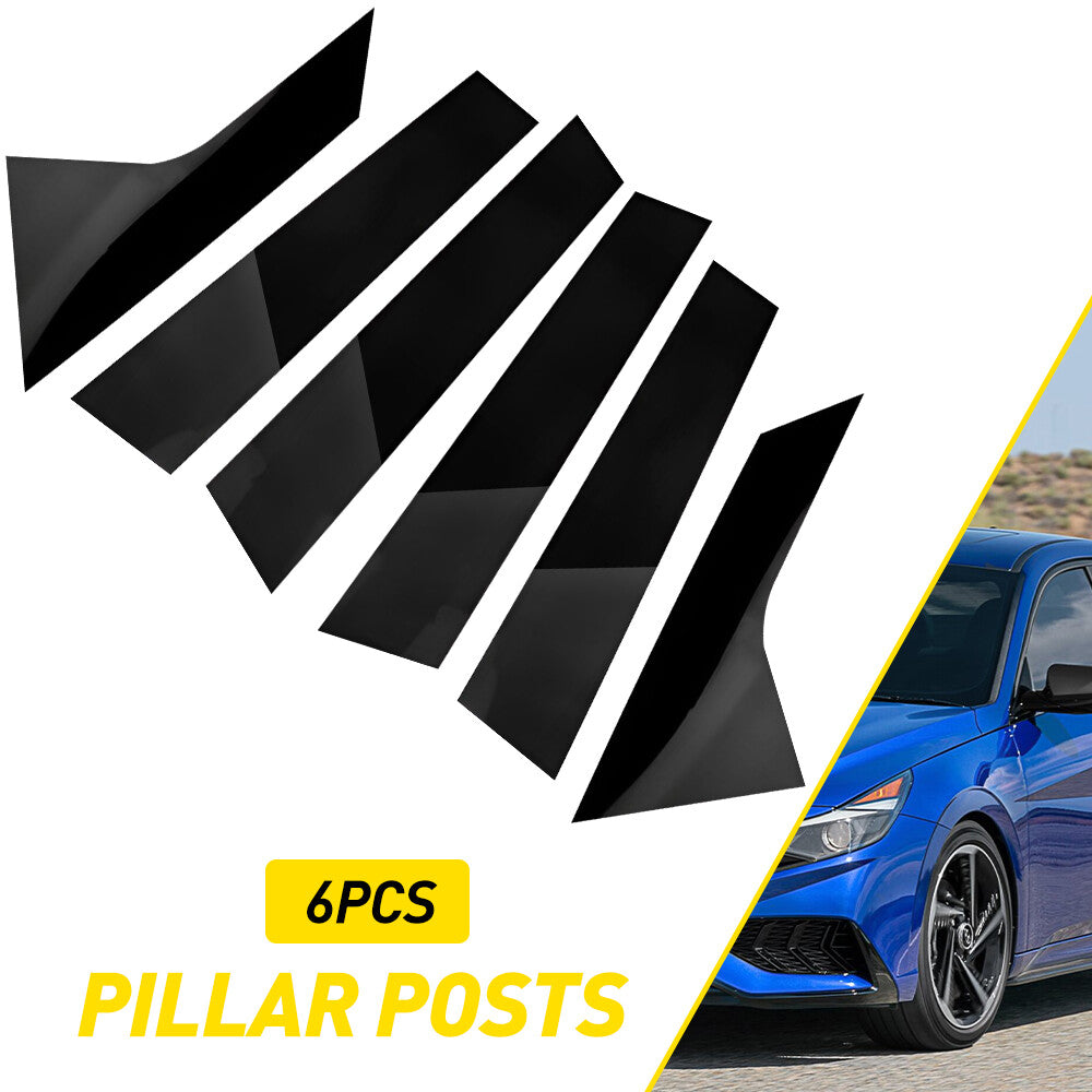 6pcs Gloss Black Car Pillar Door Pillar Window Trim for for Hyundai for Elantra 2021 - 2023 J- v