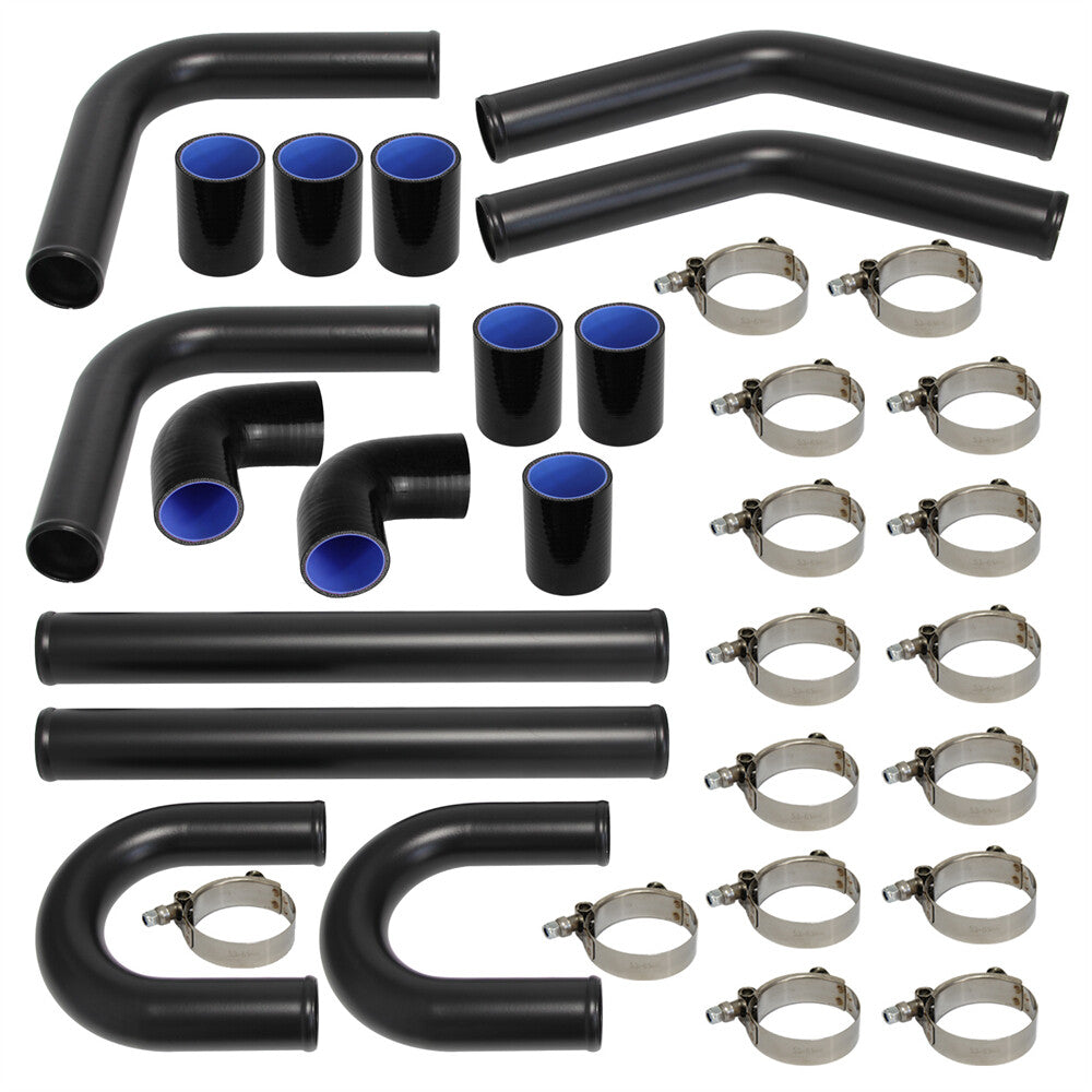 2 51mm 8PCS Universal Intercooler Turbo Boost Piping Pipe Hose Kit L=450mm BK