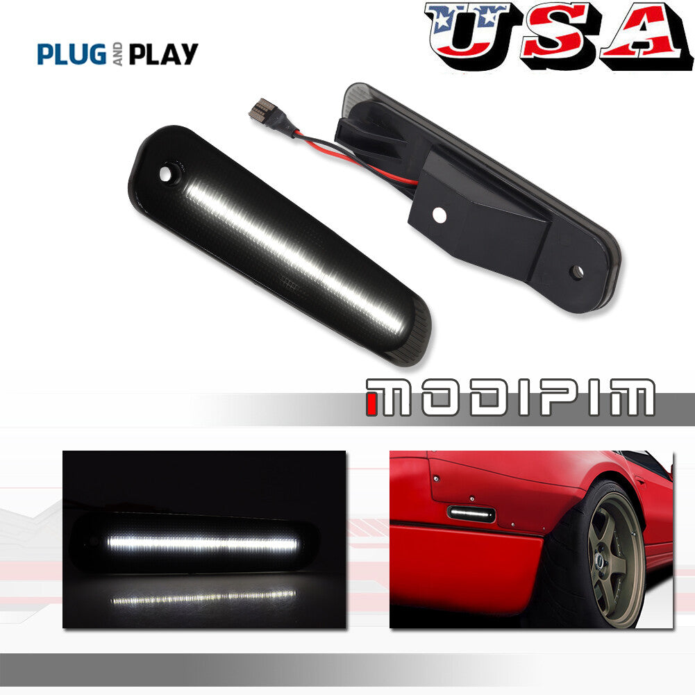 Pack Smoked White LED Rear Side Marker Parking Lights for 90-96 for 300ZX Z32- v