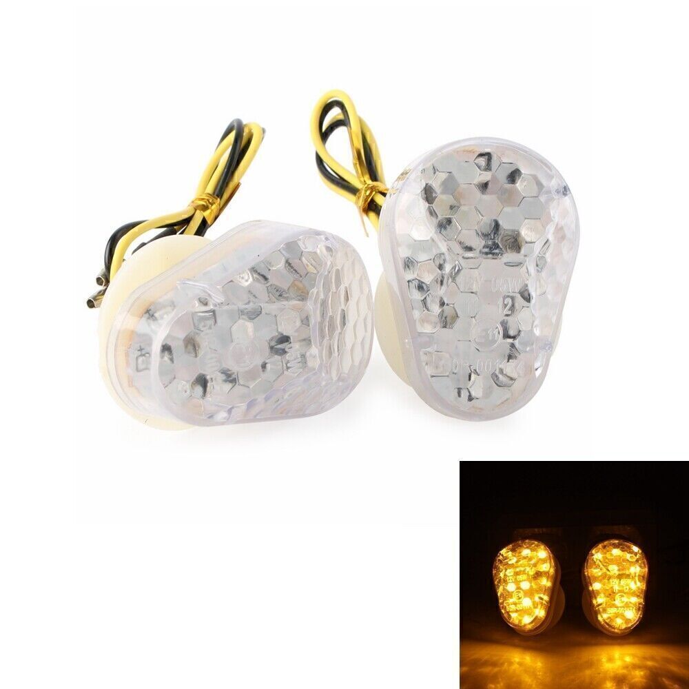 Flush Mount Turn Signal LED Light Clear Lens Cover for Kawasaki ZX6RZX9R