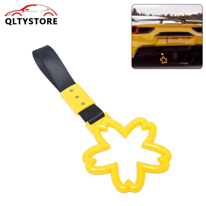 Car warning handle with subway bus cherry blossom shade river ring JDM yellow