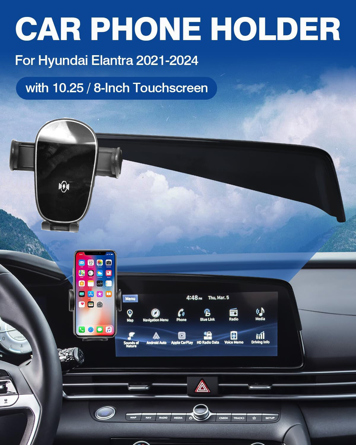 360-degree phone holder suitable for 21-24 inch for Hyundai for Elantra 10.25-inch screen mobile stand - n