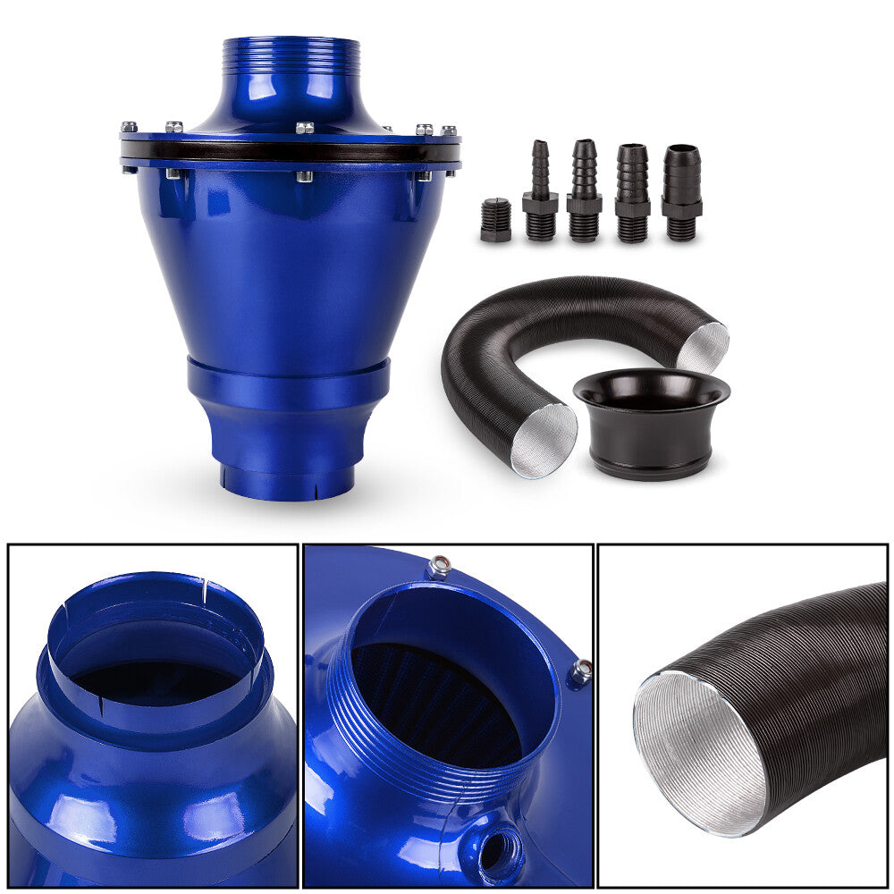 Universal 70mm Cold Air Intake System Air Filter Kit Auto Car Blue Q