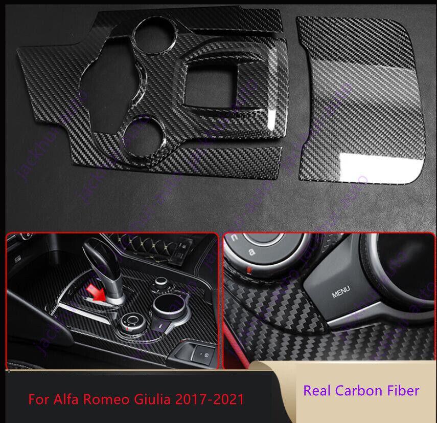 for AlfaRomeo Giulia/ for Stelvio Real Carbon Interior Console Gear Shift Panel Cover