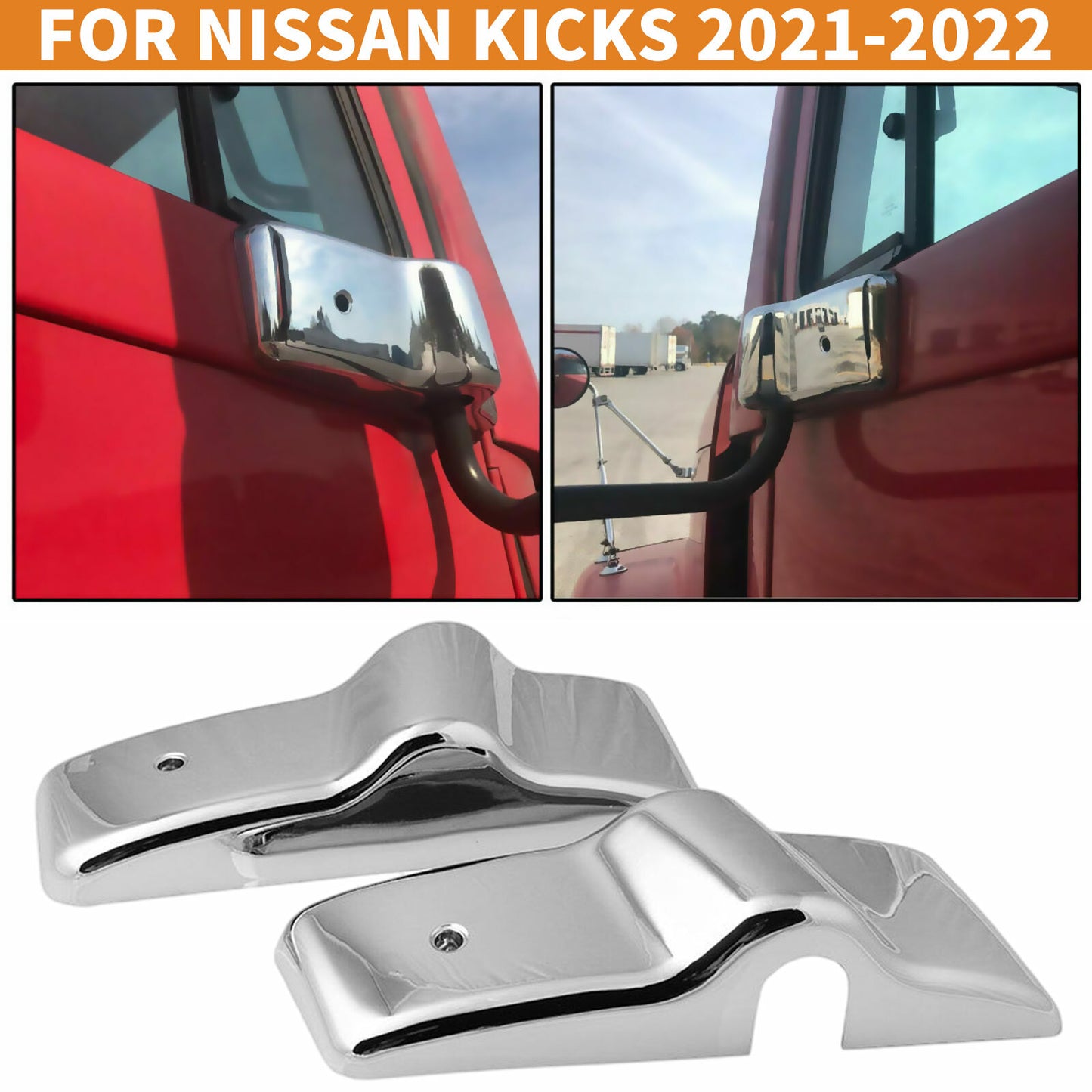 2-Piece for Freightliner Columbia Century L+R Side Chrome Door Mirror Cover Brackets