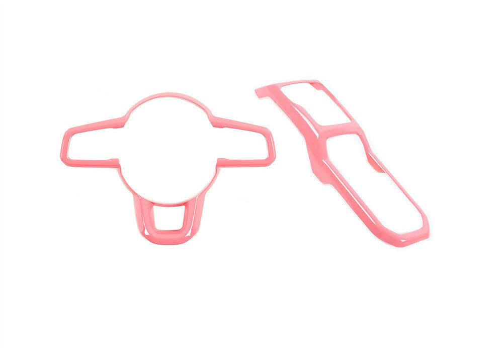 for Jeep for Wrangler JL JT 2018+ABS Pink Cup Holder Gear Shift Steering Wheel Trim