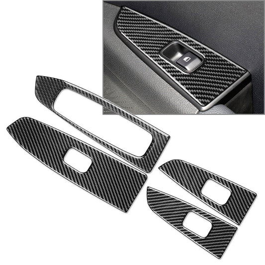 Black Carbon Fiber Window Lift Switch Panel Cover for Kia Forte Cerato K3 19-23