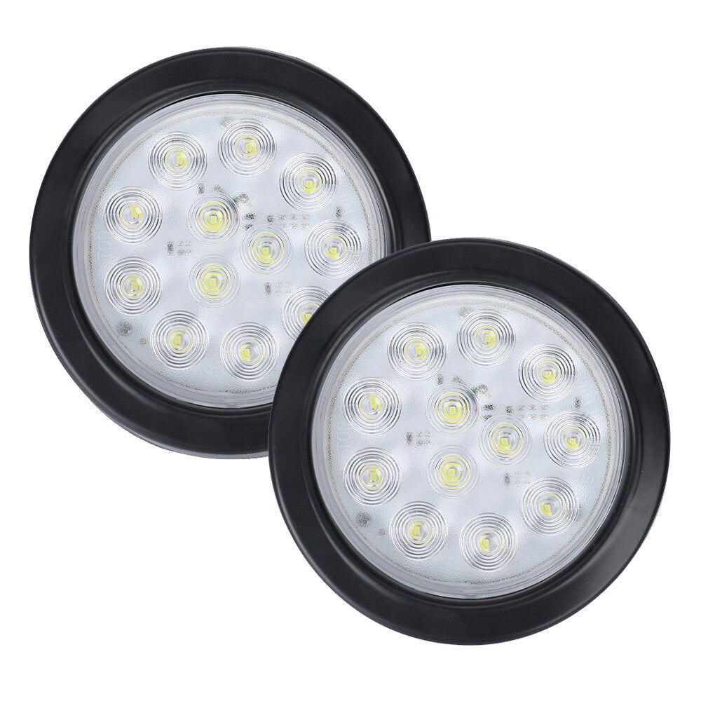 24 LED Reverse Backup Tail Lights Trailer Truck Clear Lens White/Red/Yellow 2PCS