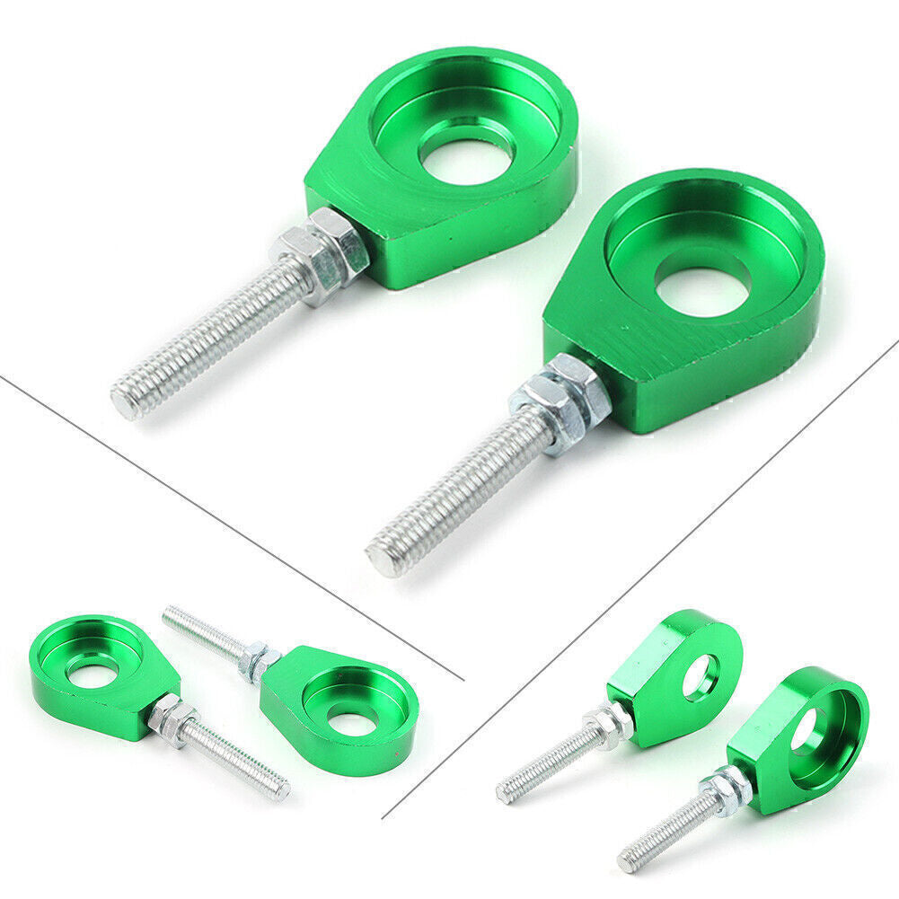 Fit Pit Quad Dirt Bike ATV CRF50 12mm Chain Adjuster Block Tensioner Green 2Pcs