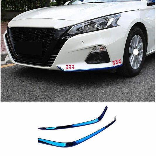 for Nissan Altima/Teana 2019-2021 Blue Steel Front Bumper Side Spoiler Trim 2pcs