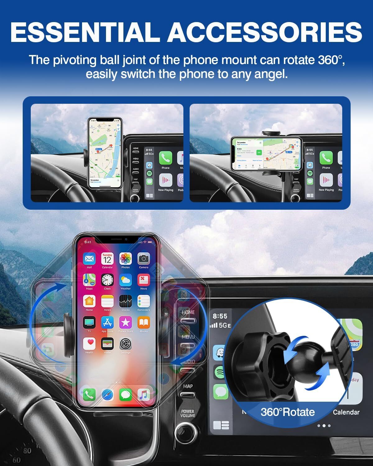 Car phone holder/support for 2019-2022 C-HR with 8-inch screen. n