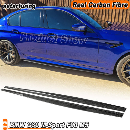 REAL Carbon Side Skirt Extension Lips for BMW G30 540i M-Sport F90 M5 2017-2019
