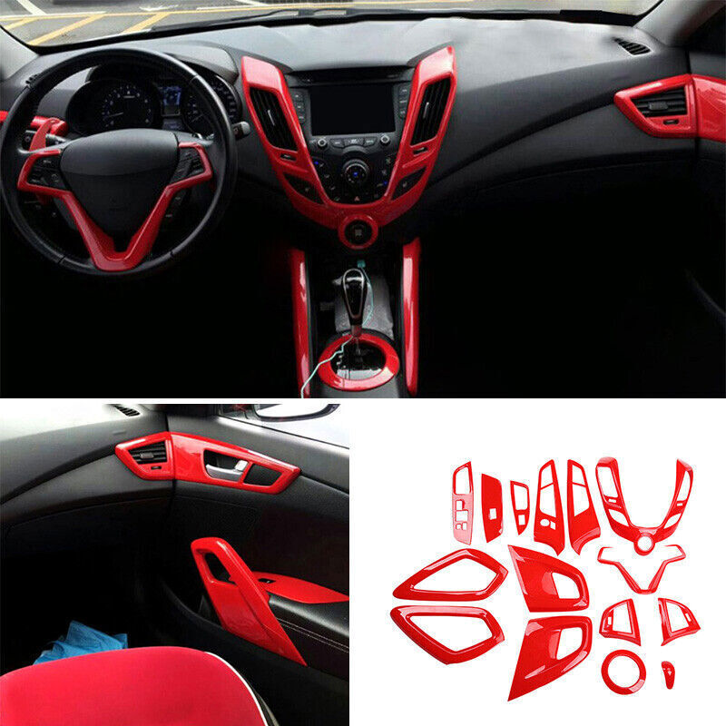 for Hyundai for Veloster 2012-2017 Red ABS Car Interior Accessories Full Set Trim B n
