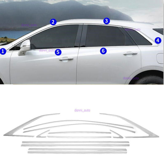 for Cadillac XT5 2017-2024 Stainless Silver Window Molding Sill Strip Cover Trim
