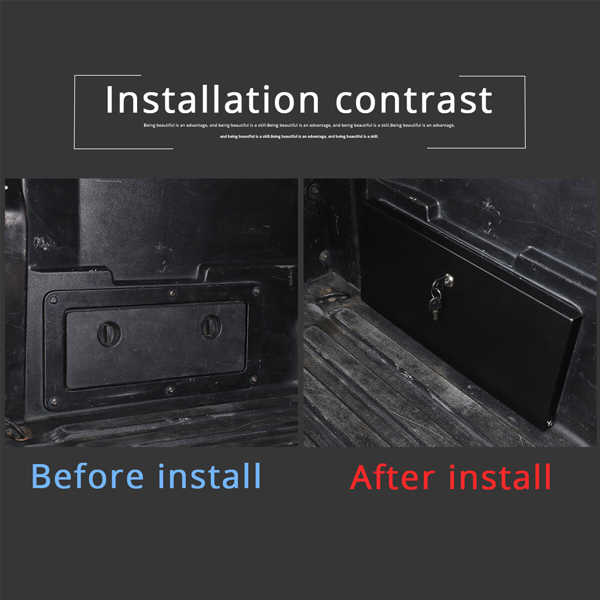 Fit 2005 - 2024 for Toyota Tacoma Rear Bed Right Safety Storage Lock Box Steel Protective Cover Q