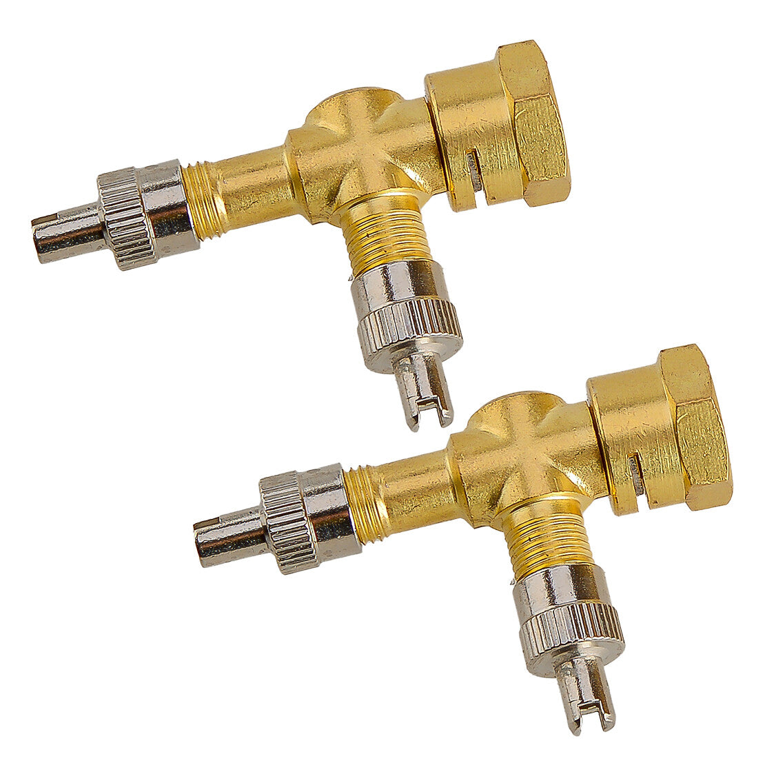 2pcs TPMS Valve Tee Adapter 3-way Pure Copper Motorcycles Automobiles Car Acc v