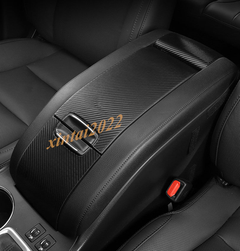 PU Carbon Fiber Center Armrest Box Stickers Trim for Toyota Highlander 2014-2019