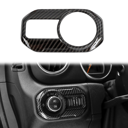 Carbon Fiber Headlight Switch Button Decor Cover Trim for Jeep for Wrangler JL 2018+