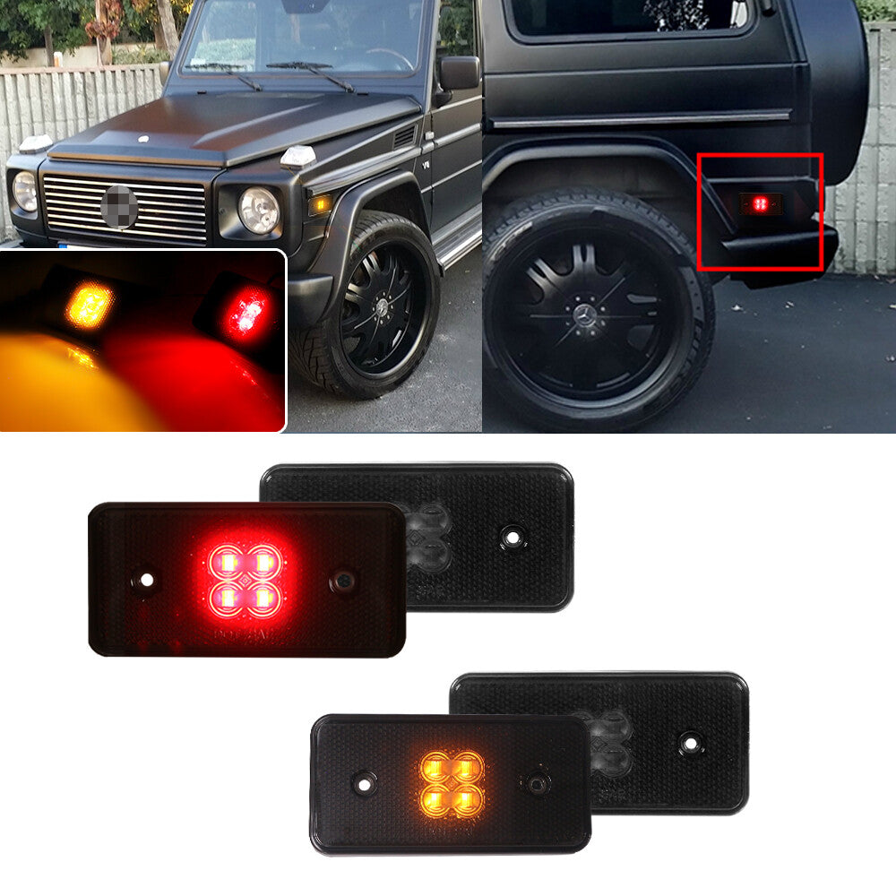 Black lens amber and red LED kit with side marker lights for G500 G550 G63 from 2002 to 2014- v