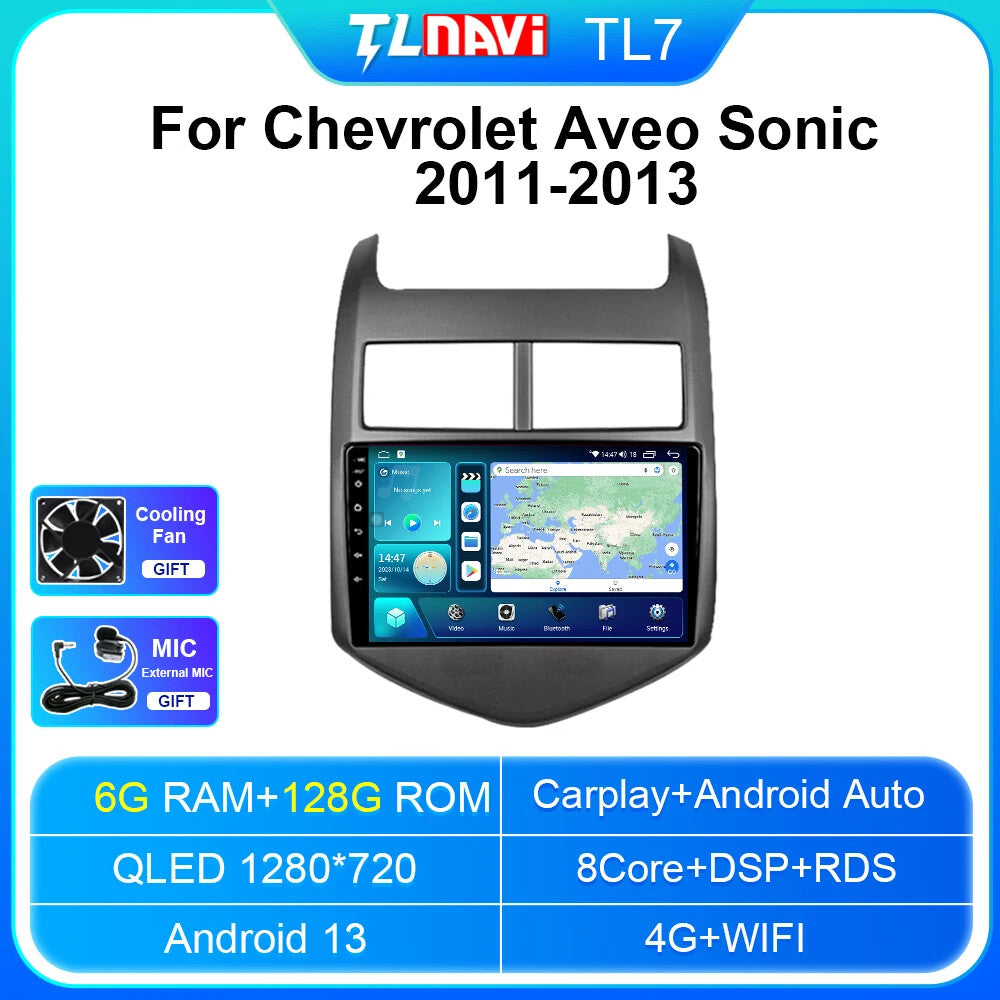 Android Car Radio for Chevrolet Aveo Sonic 2011-2013 CarPlay GPS Player Screen