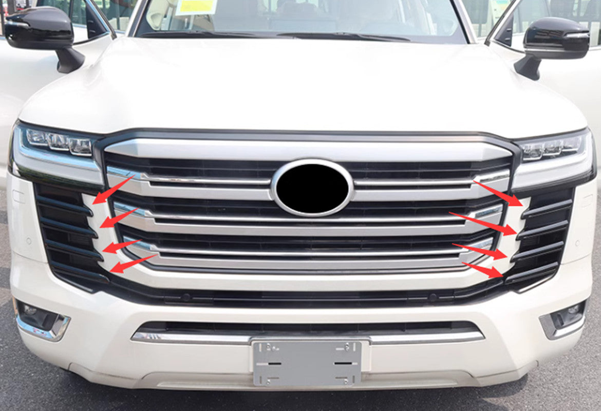 8X Black Front Fog Light Stripe Cover Trim for Toyota for Land Cruiser LC300 2023-24