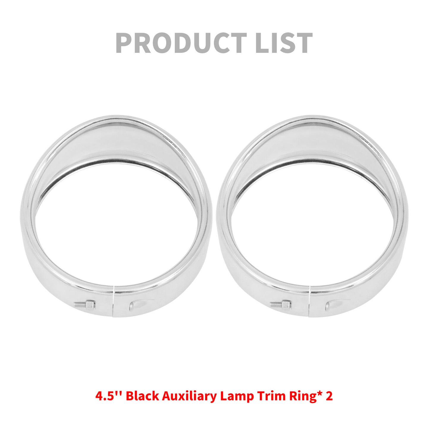 4.5 Visor Style Auxiliary Light Trim Ring for Harley Touring Road Electra Glide