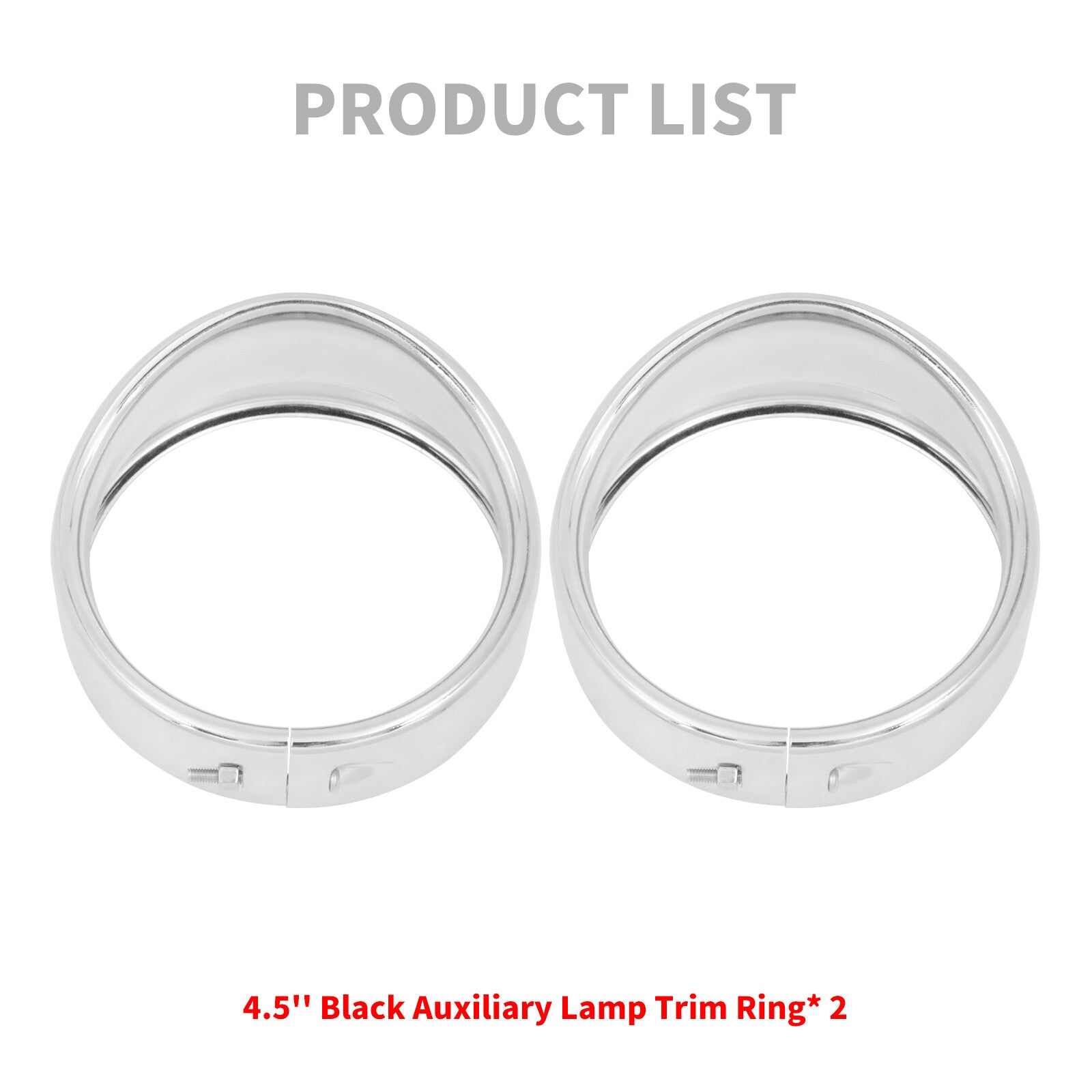 4.5 Visor Style Auxiliary Light Trim Ring for Harley Touring Road Electra Glide