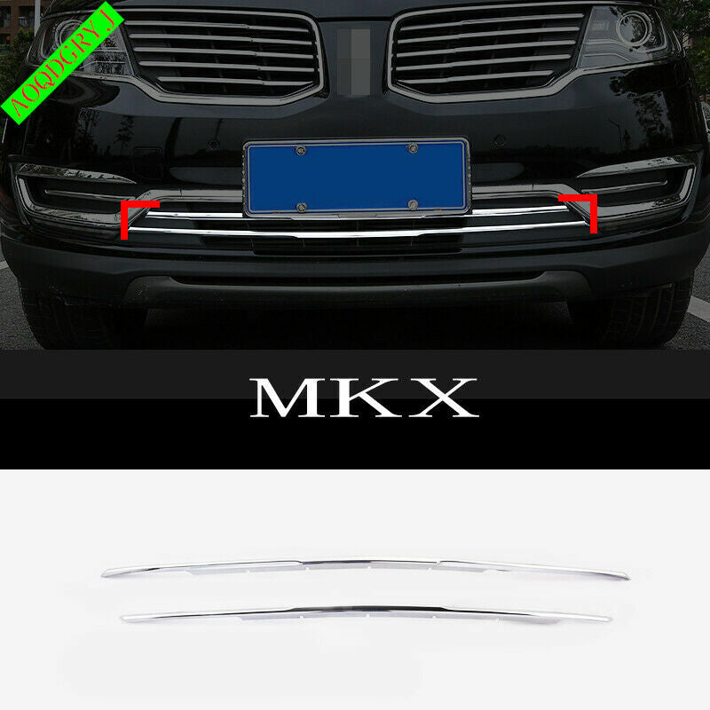 for Lincoln MKX 2015-2018 Chrome Front Bumper Grille Lower Moulding Trim Strips