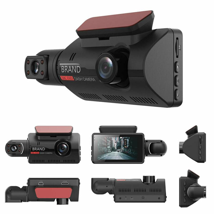 Touch Screen Dash Cam 3in 1080P Dual Lens Car DVR Recorder Front Inside Camera