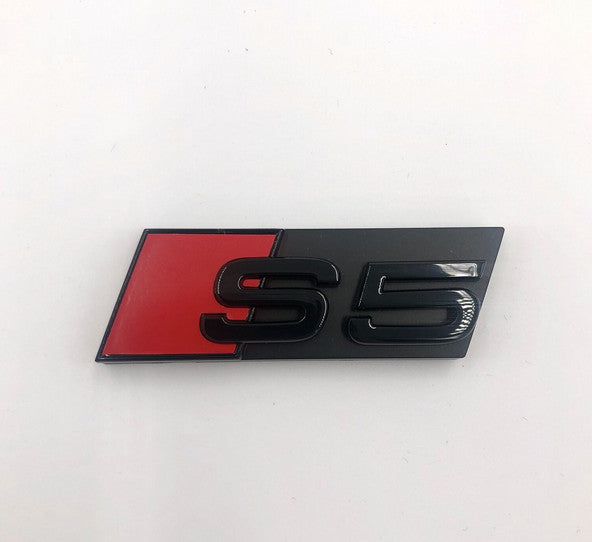 for Audi S5 hooded badge decal, front Bonnet grille badge logo, gloss black and red