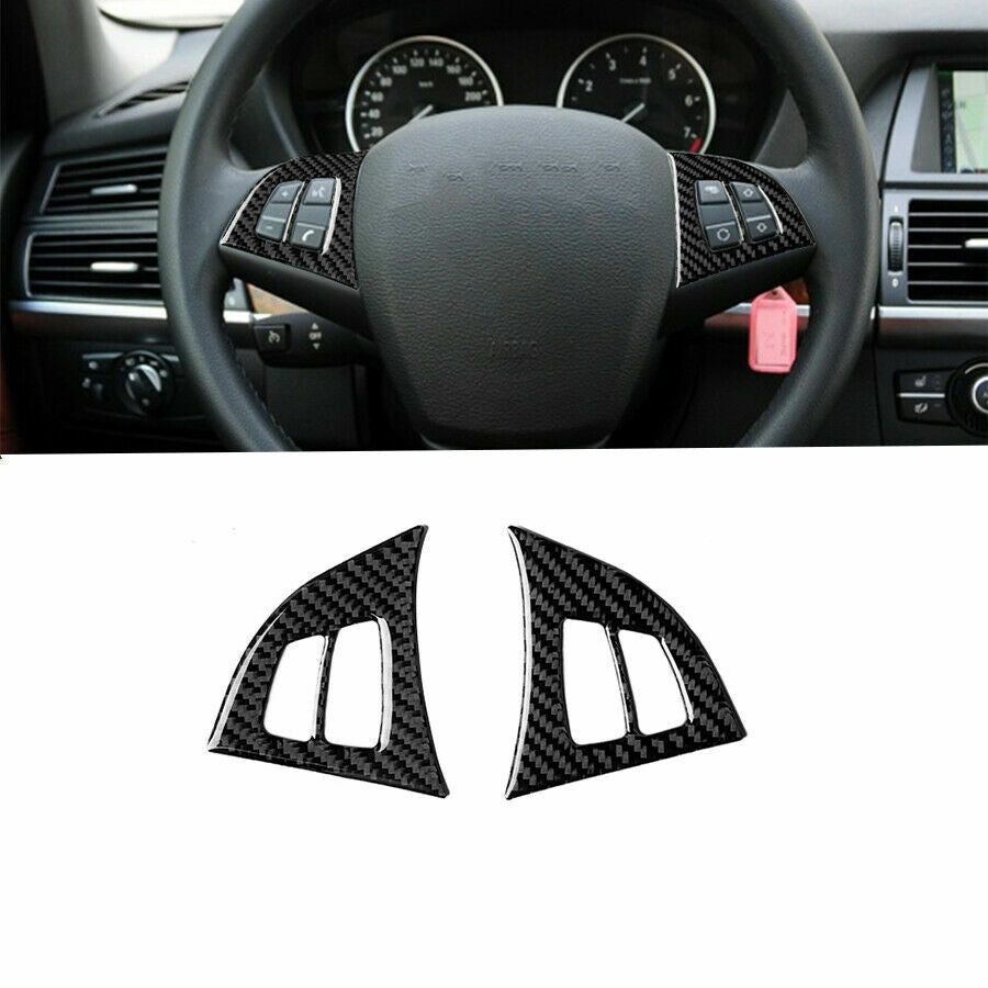Carbon fiber steering wheel switch button decorative protective cover suitable for BMW X5 E70 2008-13