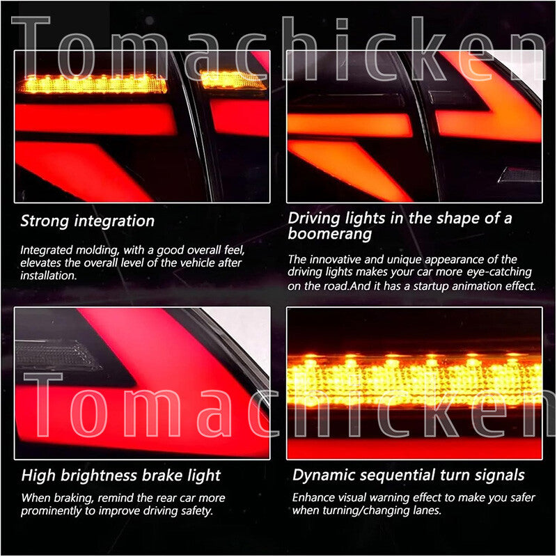 Suitable for Toyota Venza 2009-2016, LED Rear Taillight Projector (DRL), Black Set of 2 Pieces