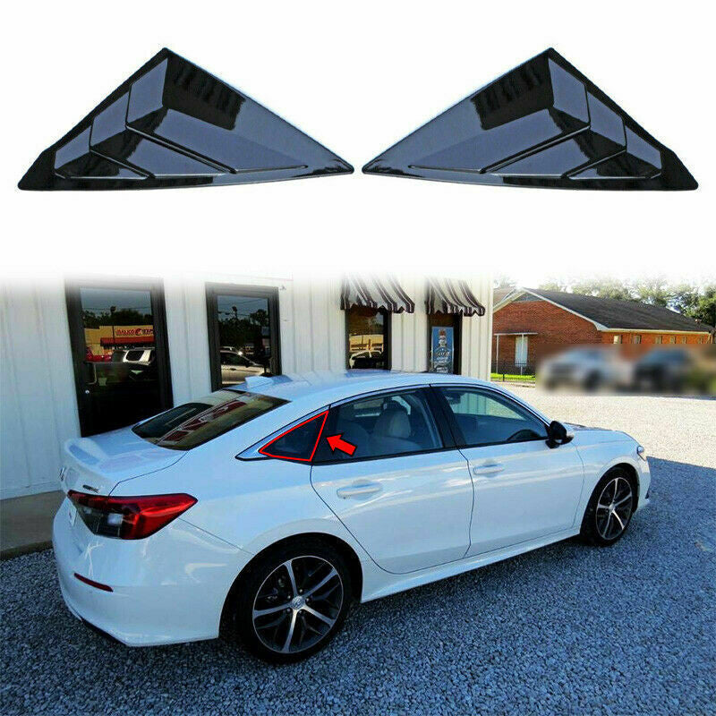 for Honda for Civic 2022-2023 Bright Black Side Window Scoop Louver Vent Cover Trims