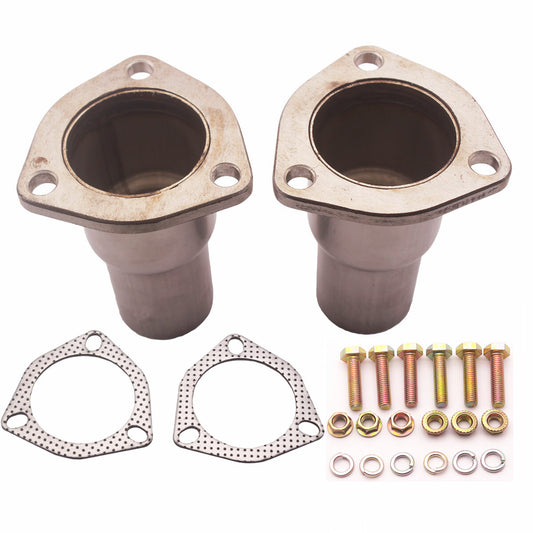 Stainless Ss Car HEADER EXHAUST COLLECTOR KIT 2.5 INLET 3-Bolt 2 OUTLET n