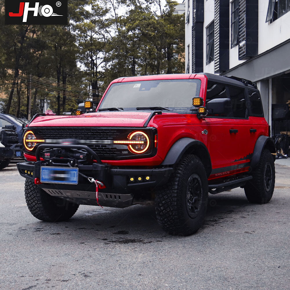Pair Bumper Fog Light Lamps w/Bulbs Golden Color Fit for Ford Bronco 2021-2024