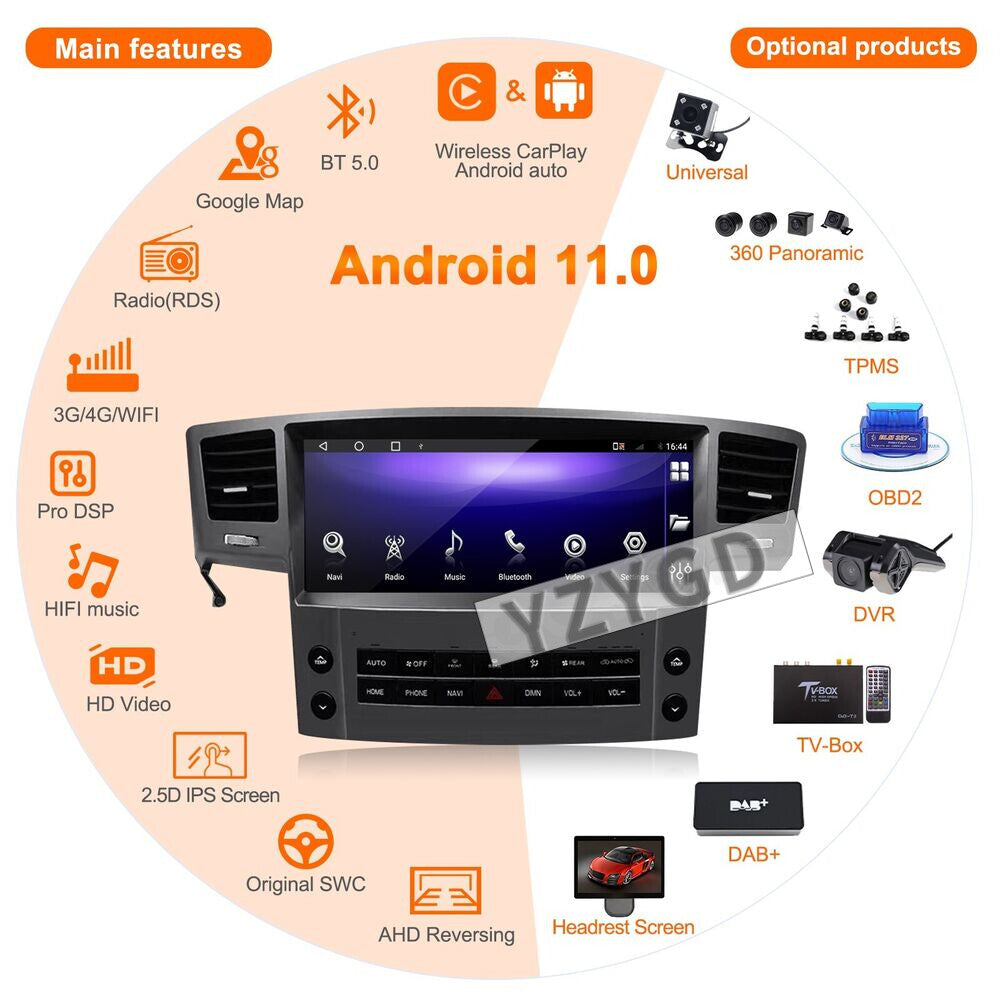 Android Car Radio GPS Screen 12.3for Lexus LX570 2007-2015 Stereo Receiver