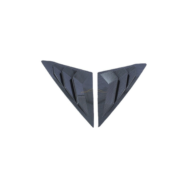 A pair of gloss black louvered window covers for the 2022-23 for Honda for Civic .