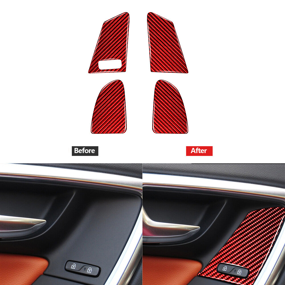 Red Carbon Fiber Rear Central Storage Box Cover Trim for KIA Sedona 2015-2016 v