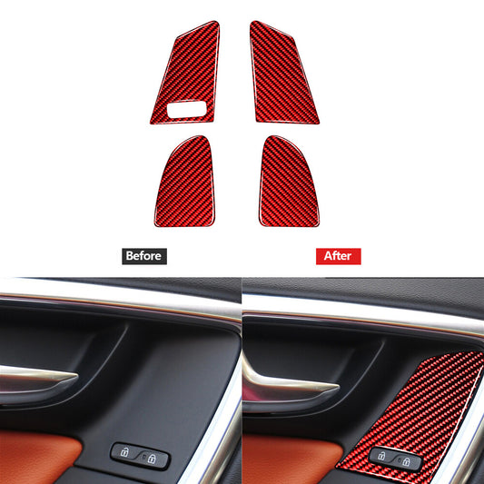Red Carbon Fiber Rear Central Storage Box Cover Trim for KIA Sedona 2015-2016 v