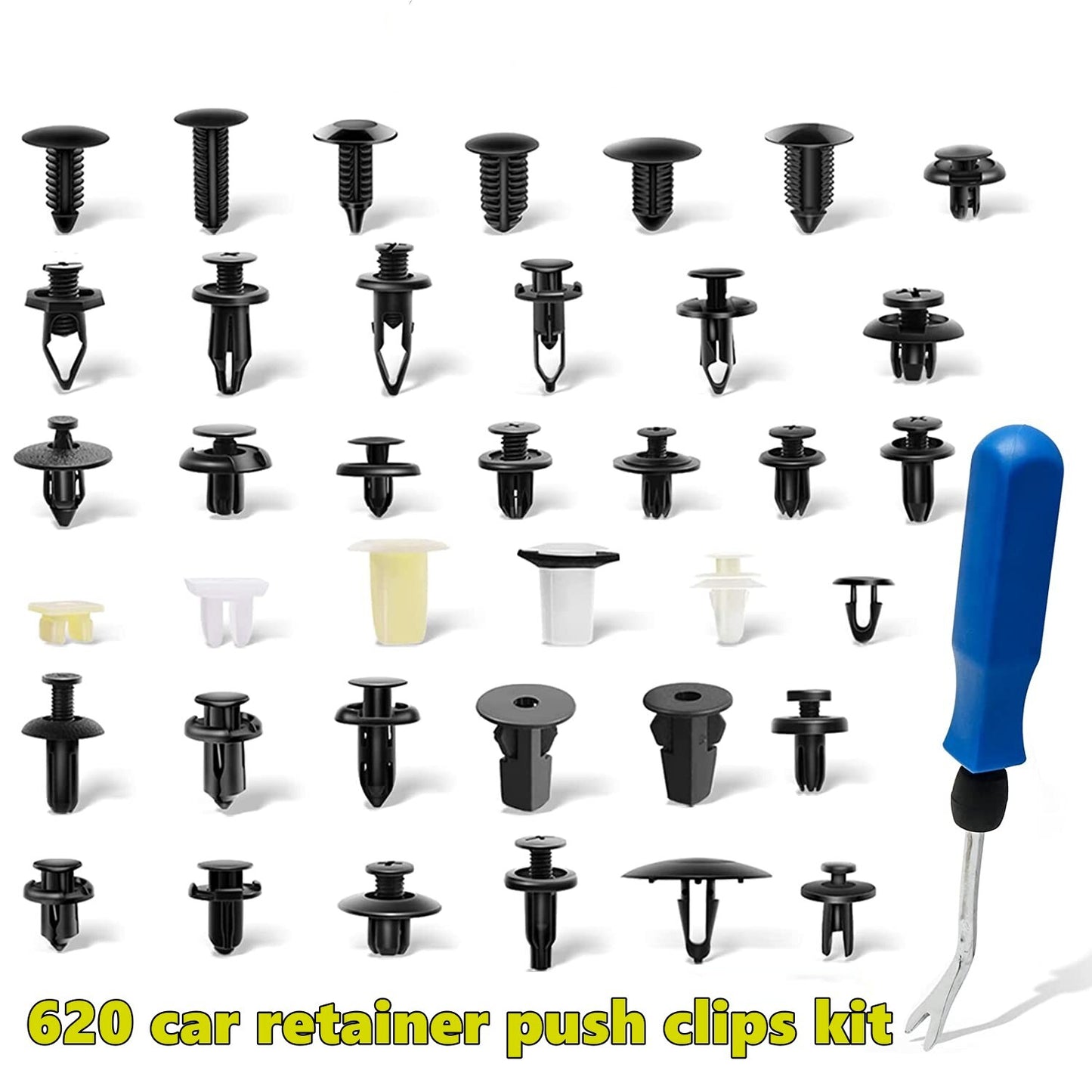 Car fastener clips, car body push-button plastic pins, rivets, 620 pieces, crash plate