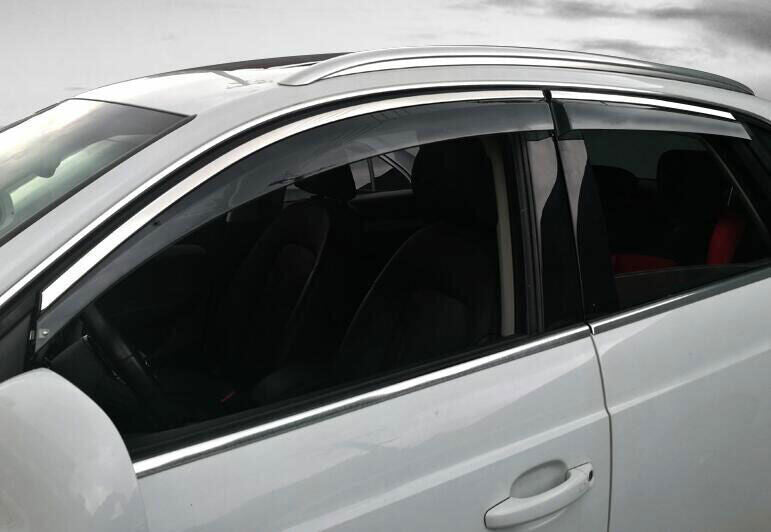 for Audi Q7 2016-2019 W/Chrome ABS Black Window Visor Shades Sun Rain Guard 4Pcs