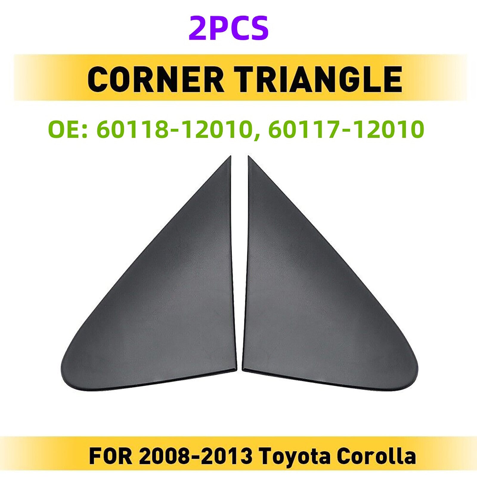 2x Black Side View Mirror Corner Cover for Toyota for Corolla 2008-2013 60118-12010