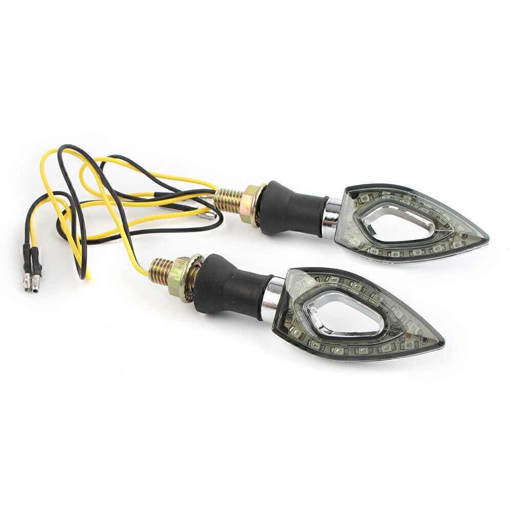 Motorcycle LED Turn Signal Lights Indicator Blinker Bolt-on Amber Lamp Silver Q